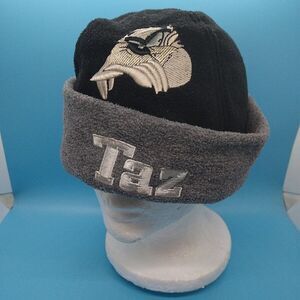 Vintage 1999 Taz Looney Tunes Fleece Hat Gray Black
